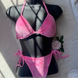 NWT Aerie pink velvet bikini set